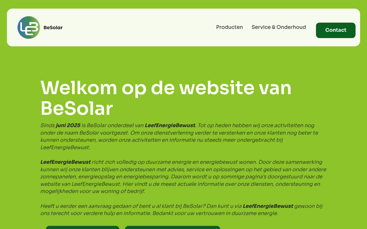 Screenshot van besolar.nl