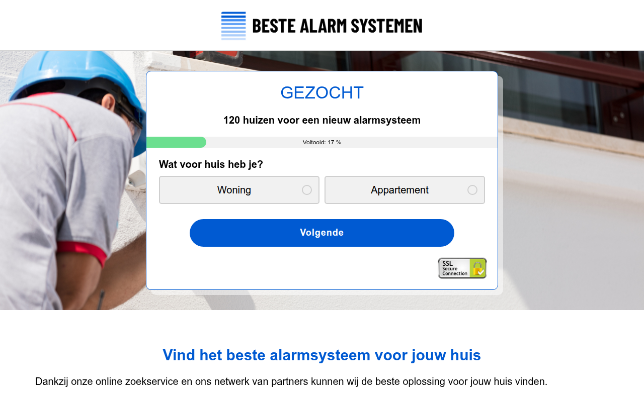 Screenshot van bestealarmsystemen.nl