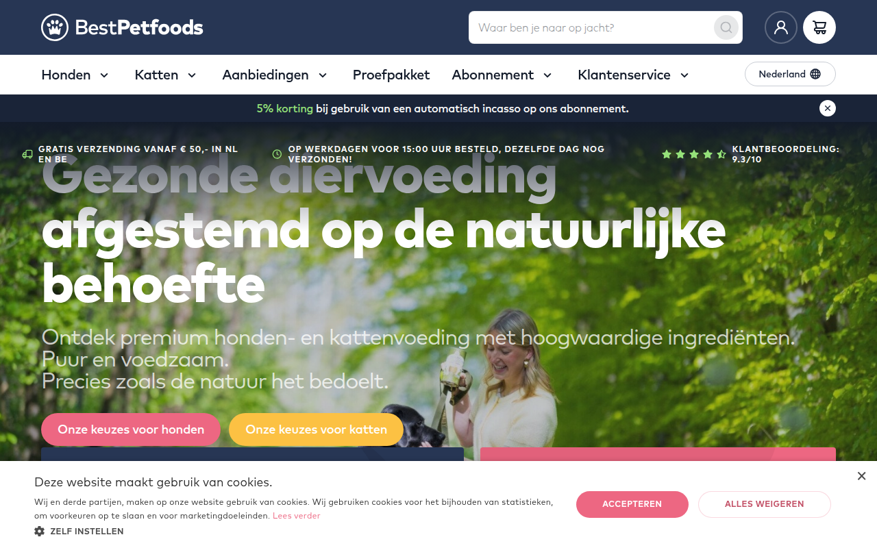 Screenshot van bestpetfoods.nl