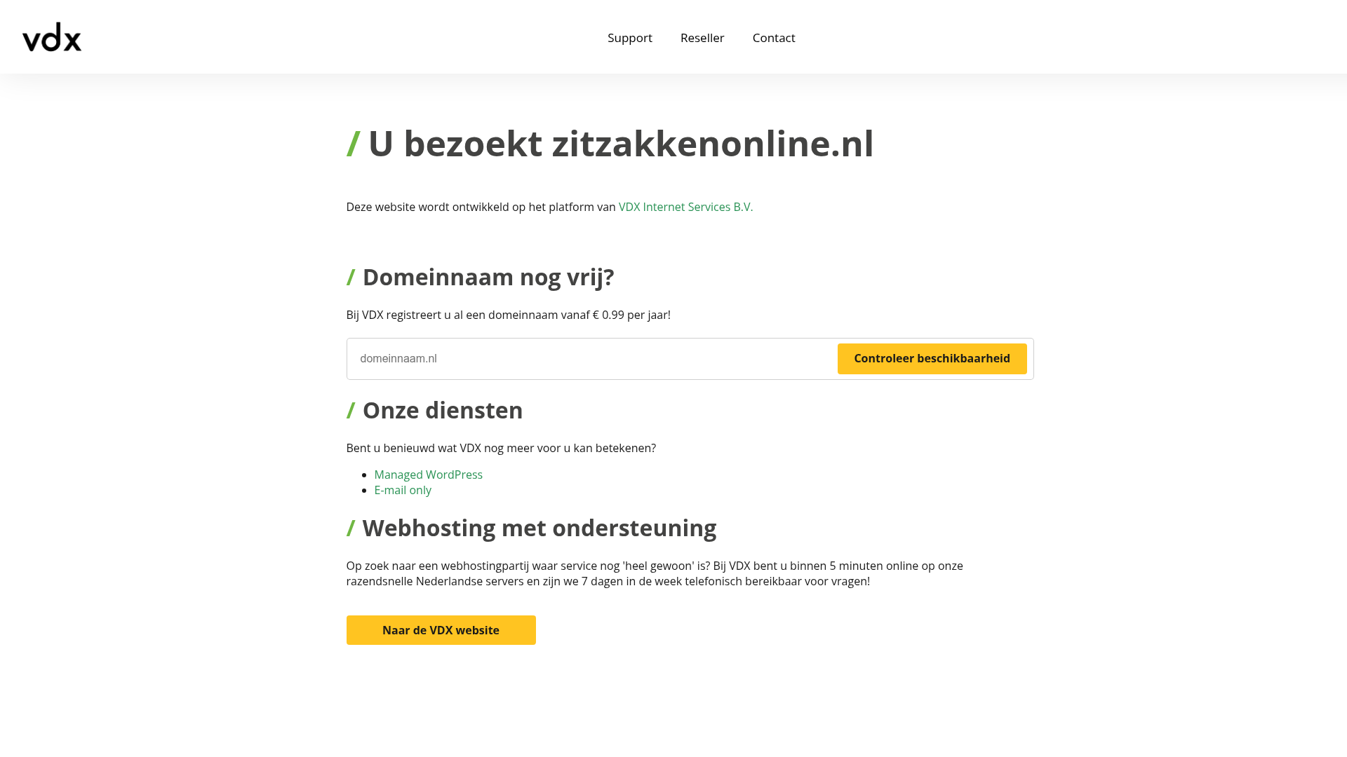 Screenshot van beta.zitzakkenonline.nl