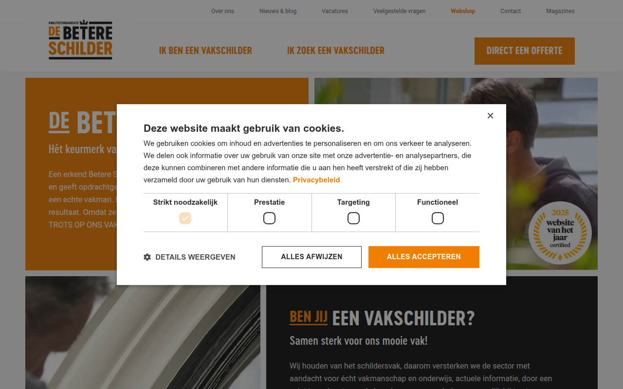 Screenshot van betereschilder.nl