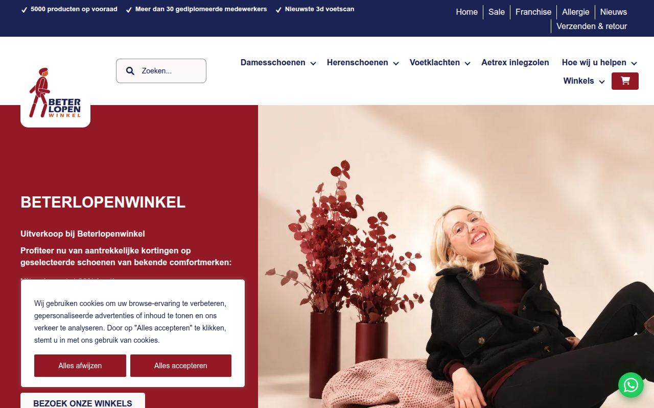 Screenshot van beterlopenwinkel.nl