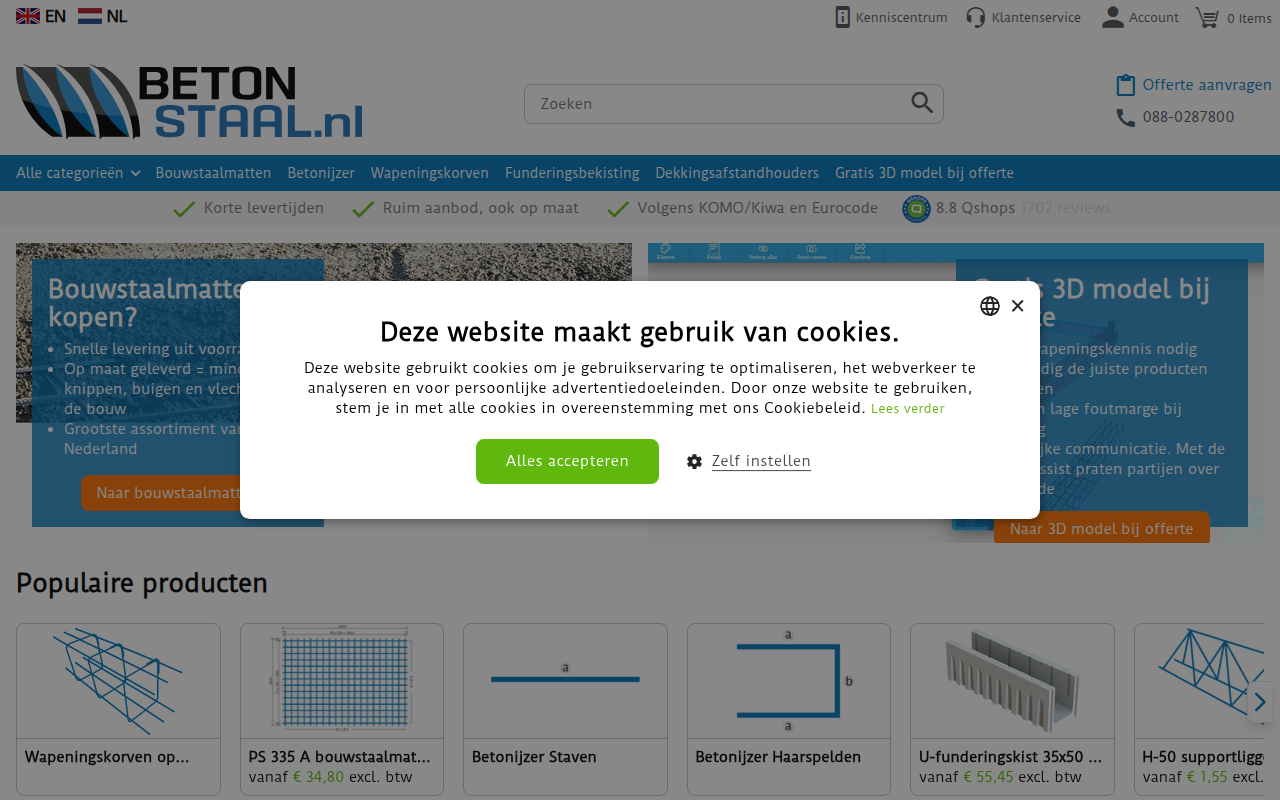 Screenshot van betonstaal.nl