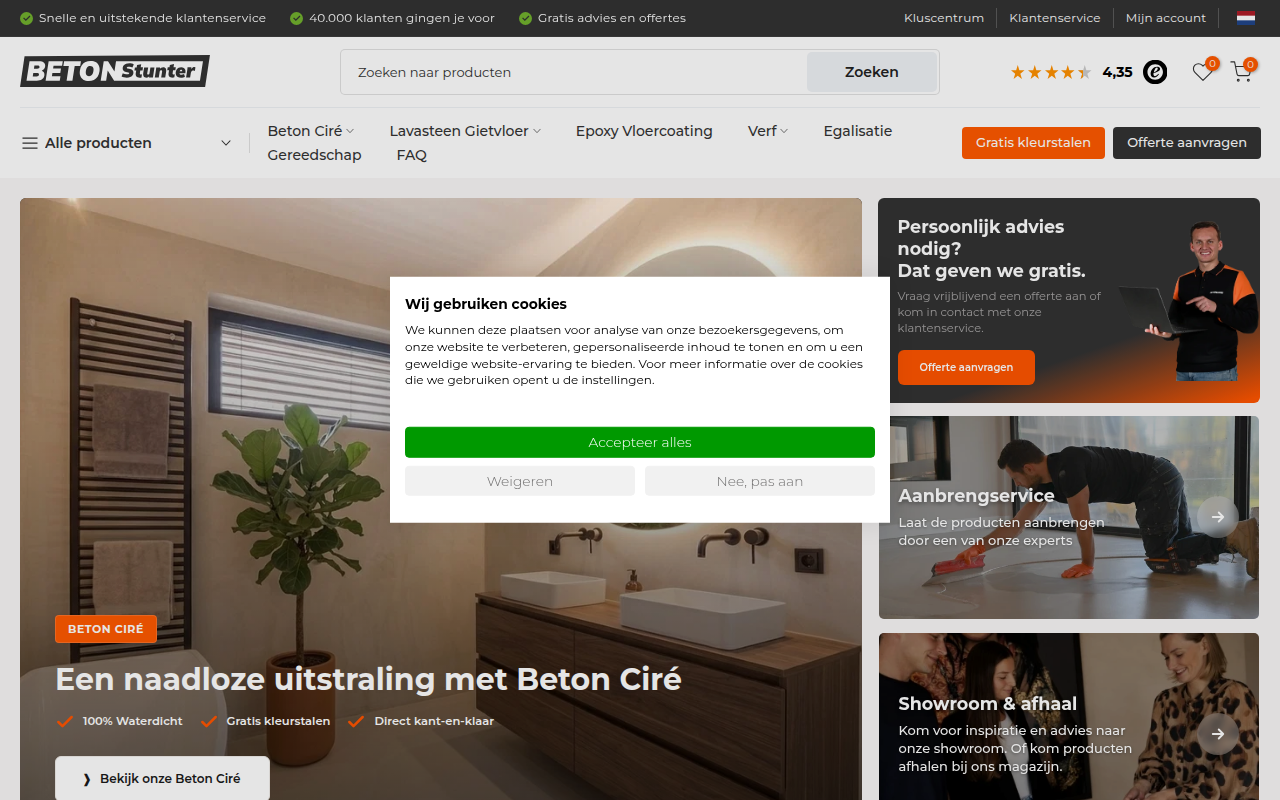 Screenshot van betonstunter.nl