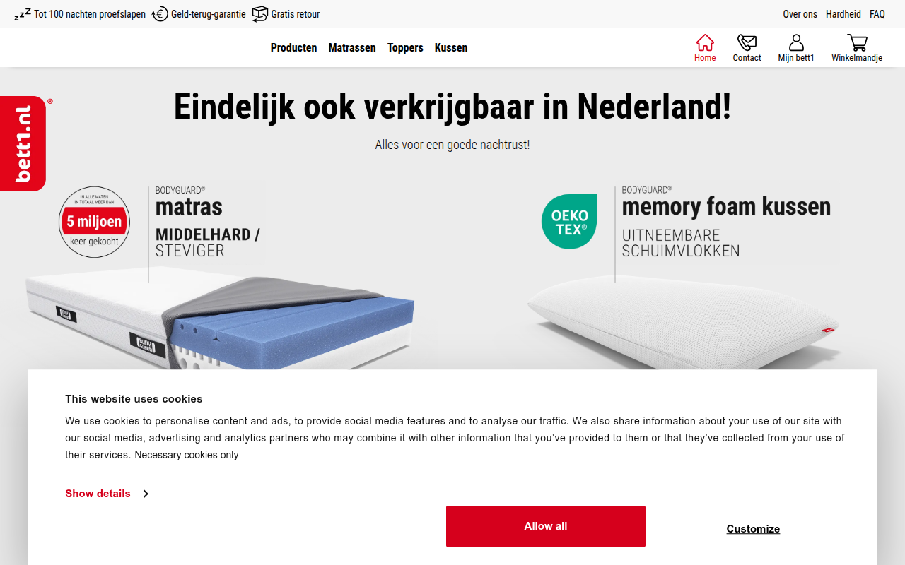 Screenshot van bett1.nl