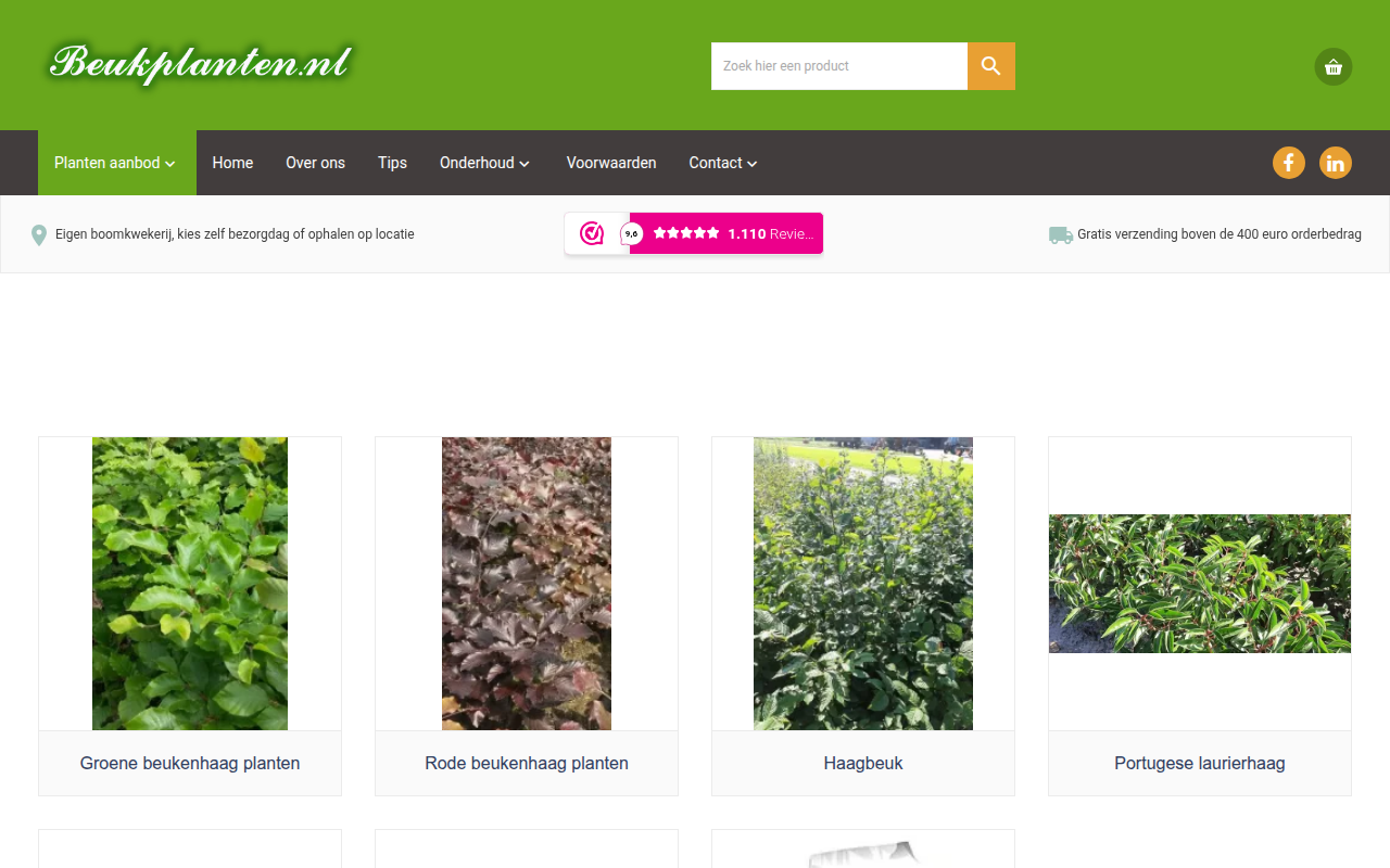 Screenshot van beukplanten.nl
