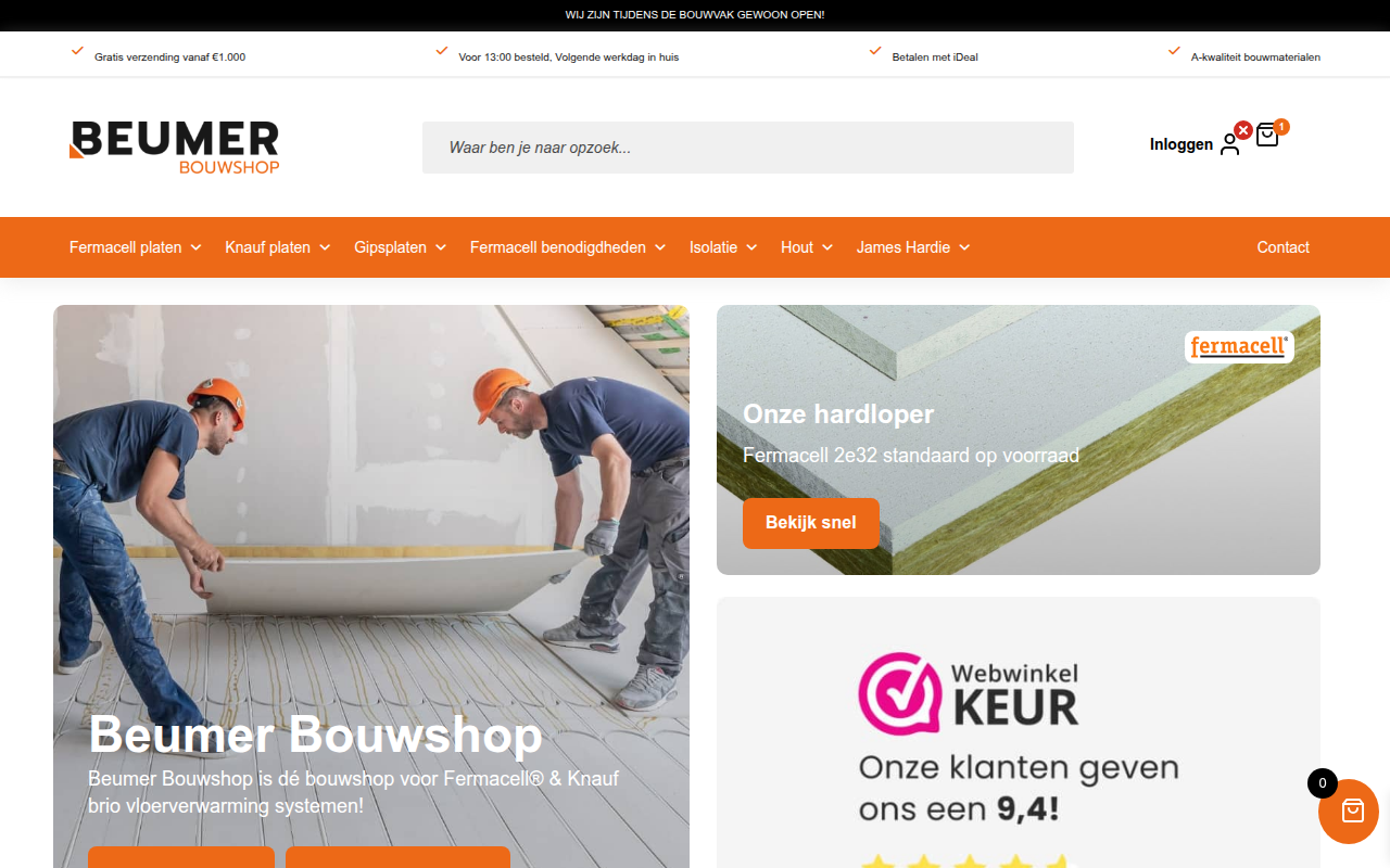 Screenshot van beumerbouwshop.nl