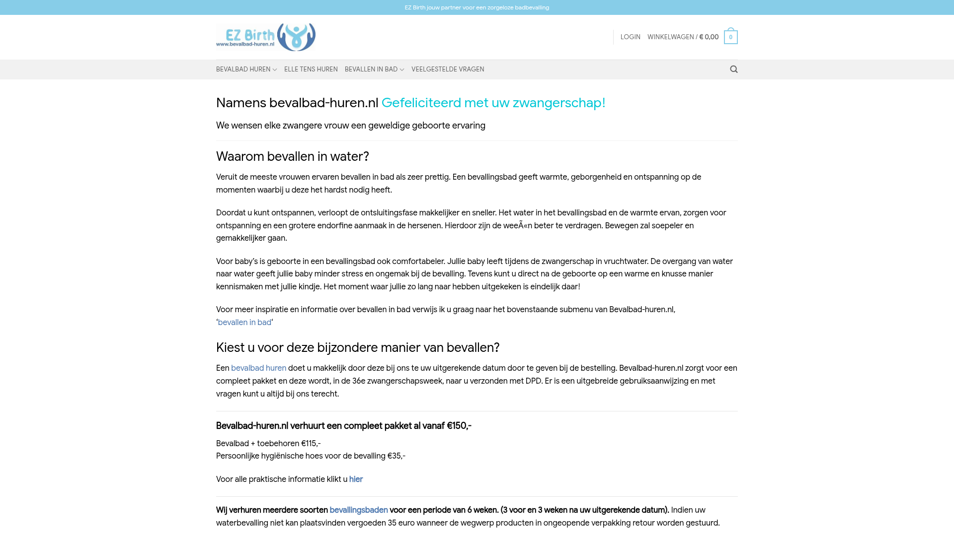 Screenshot van bevalbad-huren.nl