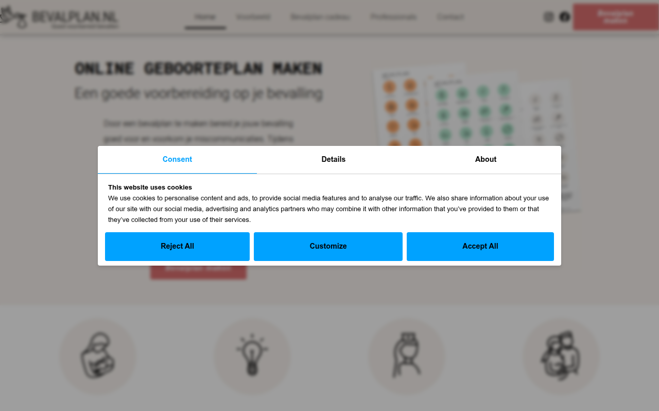 Screenshot van bevalplan.nl
