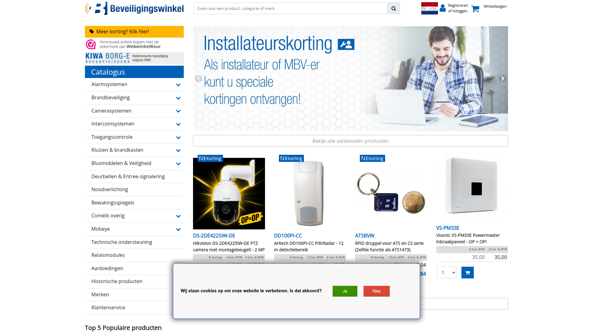 Screenshot van beveiligingswinkel.nl