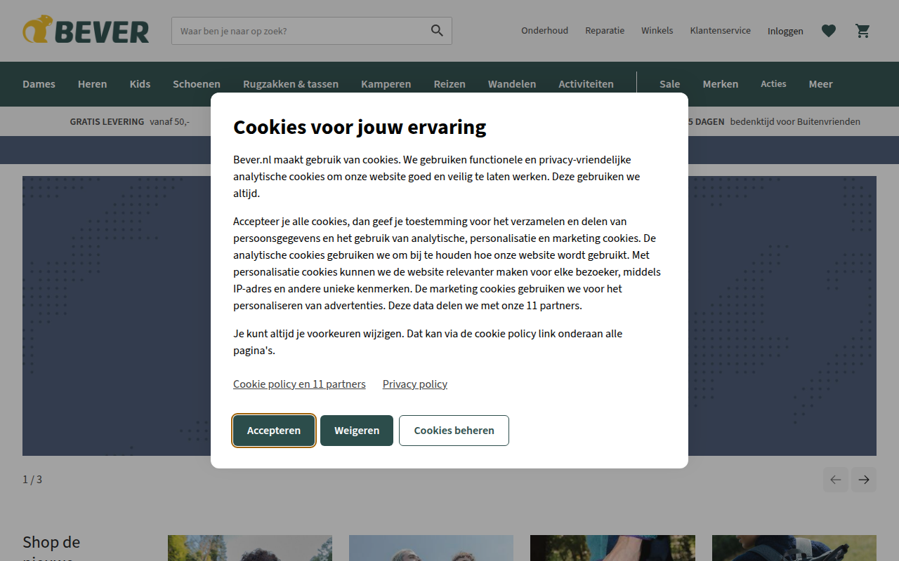 Screenshot van bever.nl