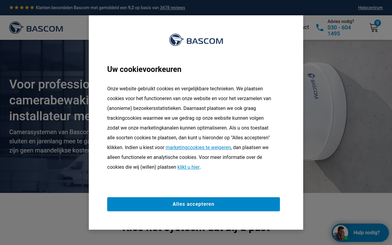 Screenshot van bewakingscamera.nl