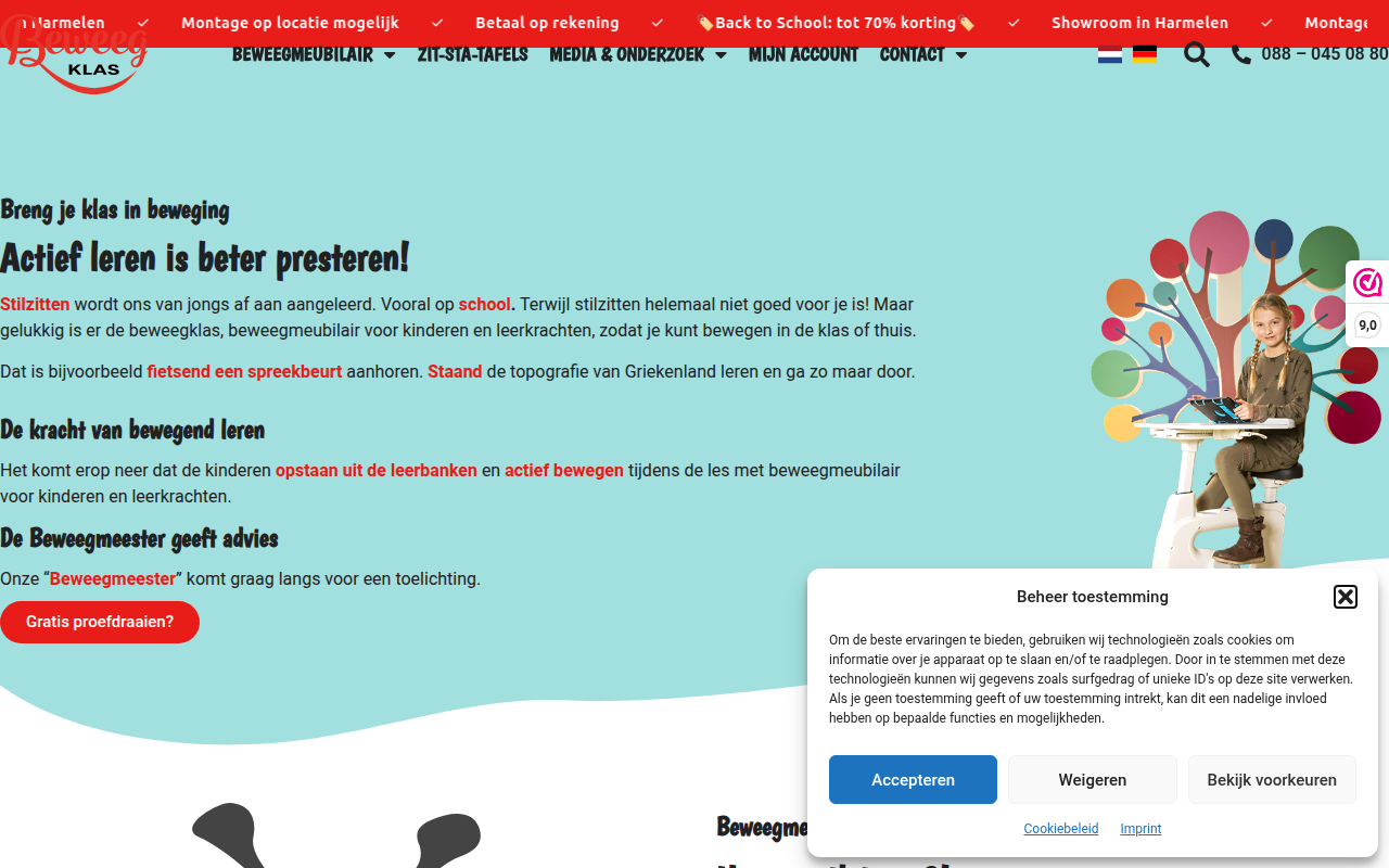 Screenshot van beweegklas.nl