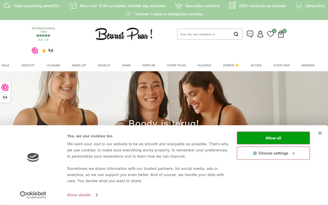 Screenshot van bewustpuur.nl