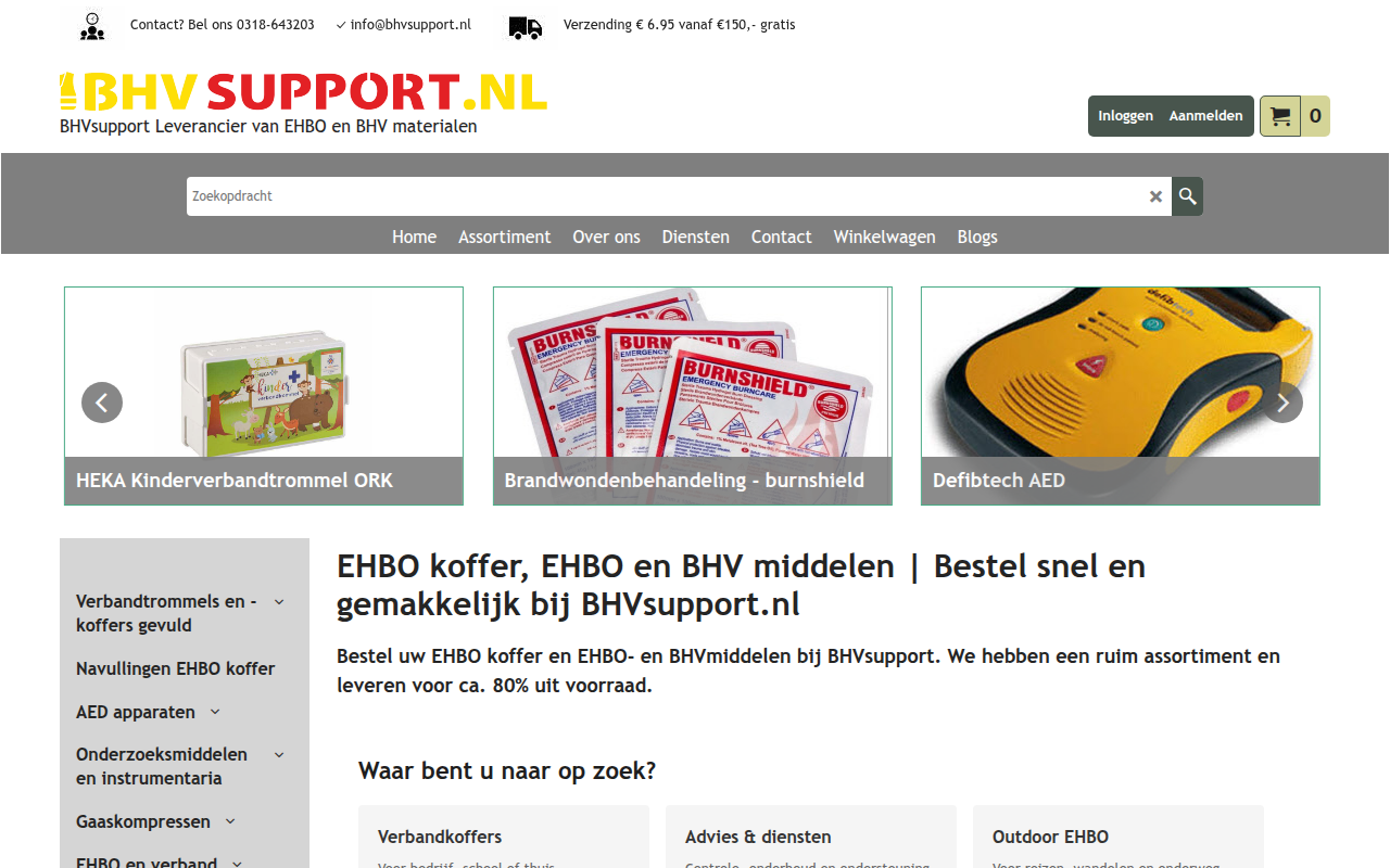 Screenshot van bhvsupport.nl