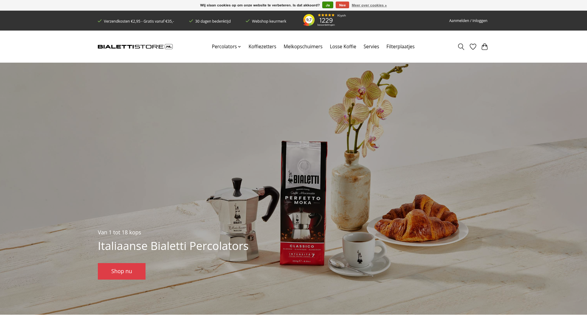 Screenshot van bialettistore.nl