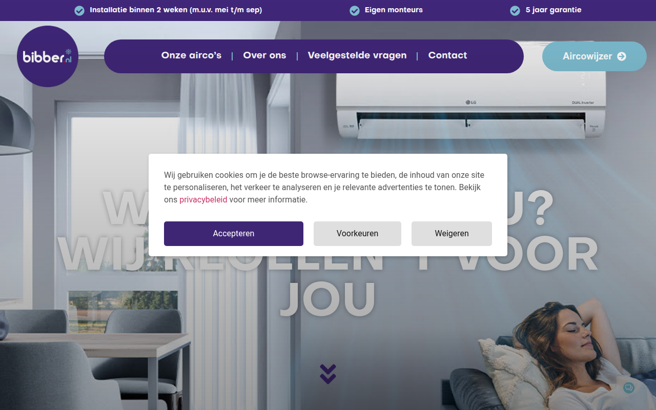 Screenshot van bibber.nl