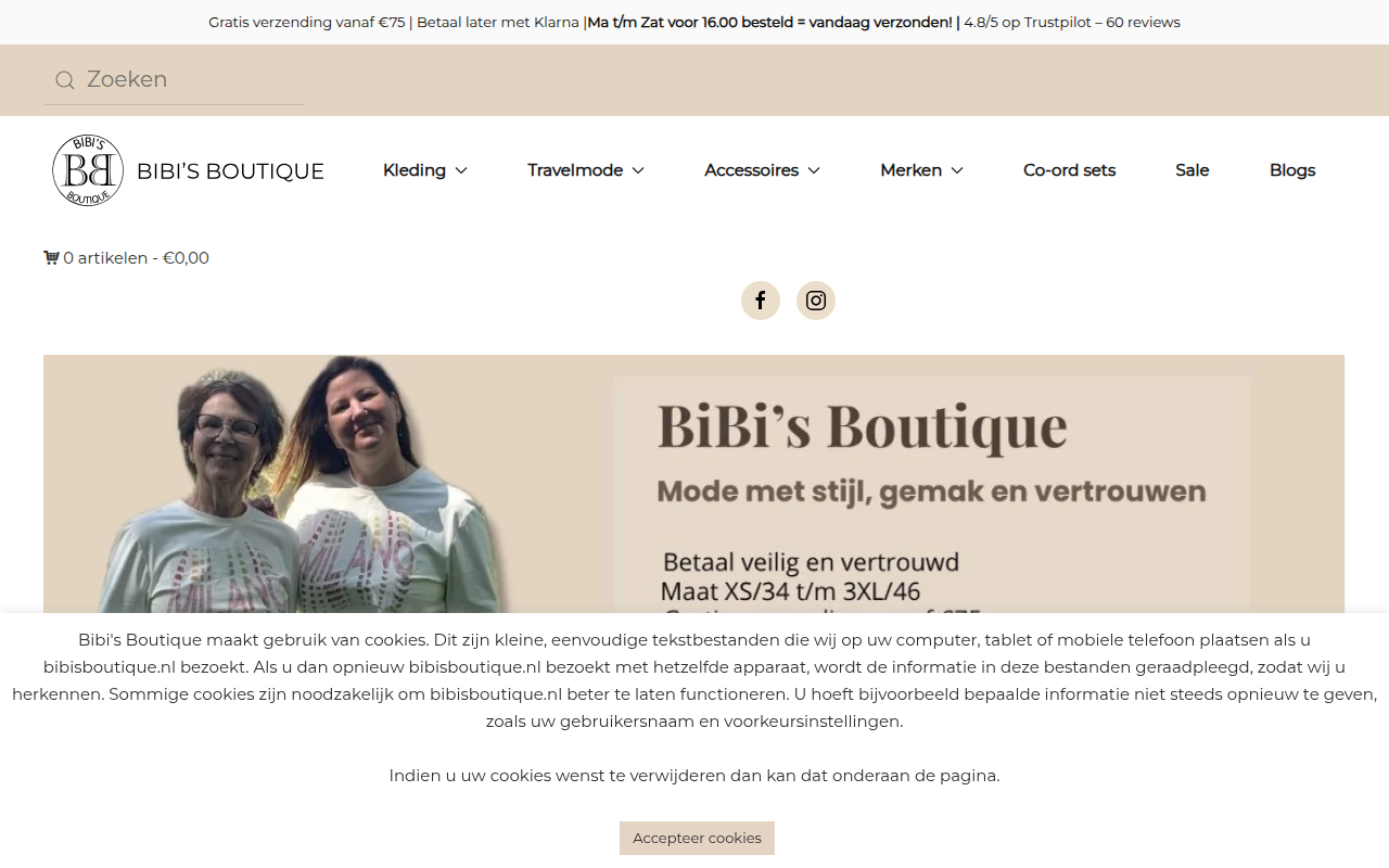 Screenshot van bibisboutique.nl