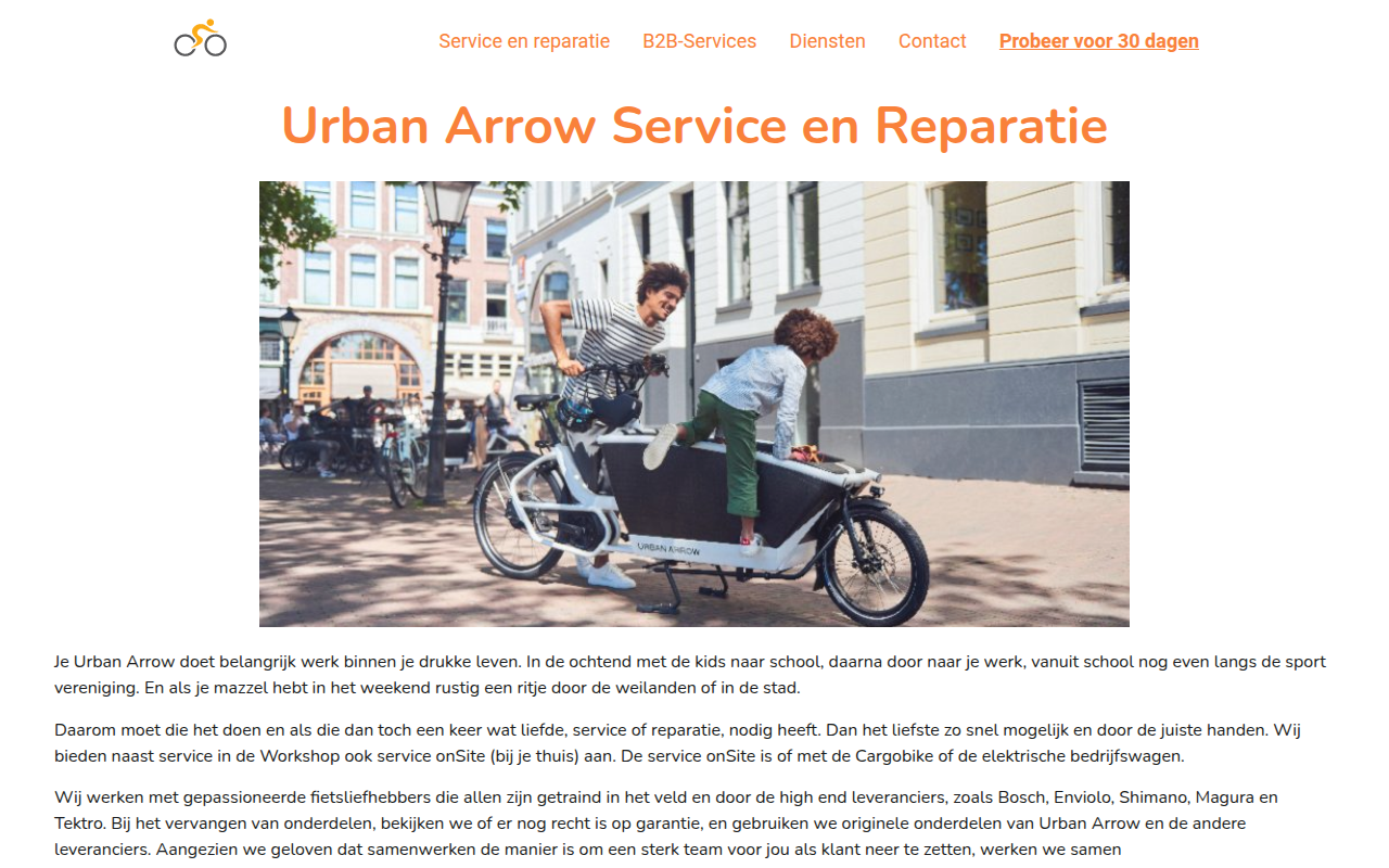 Screenshot van bicycleman.nl