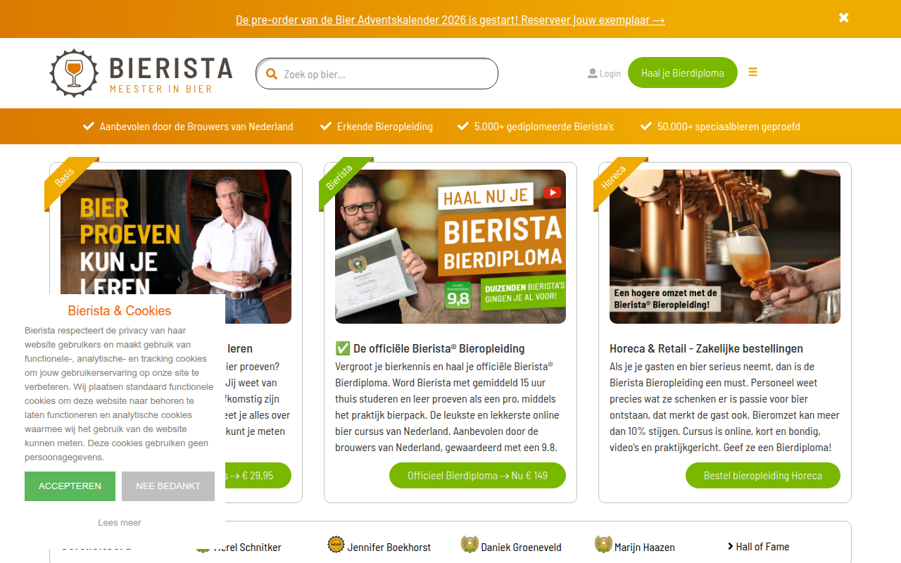 Screenshot van bierista.nl