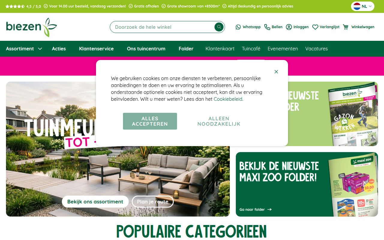 Screenshot van biezen.nl