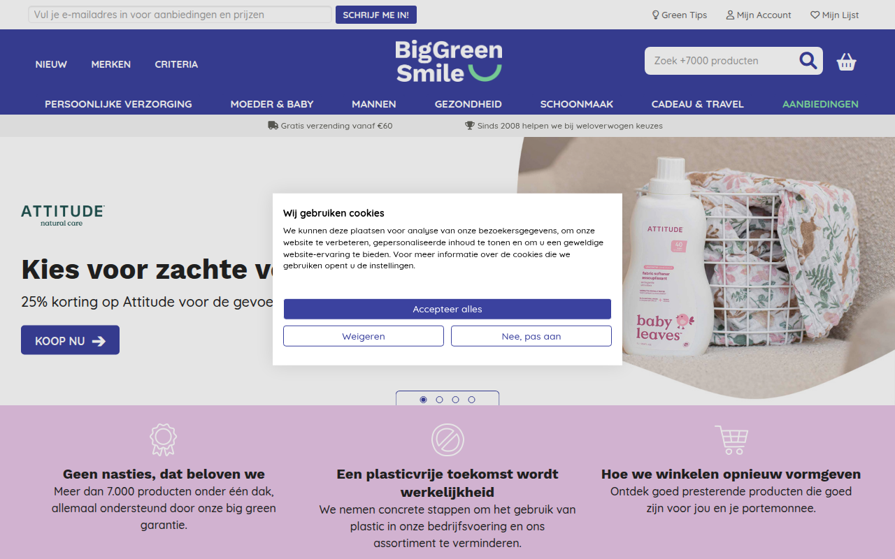 Screenshot van biggreensmile.nl