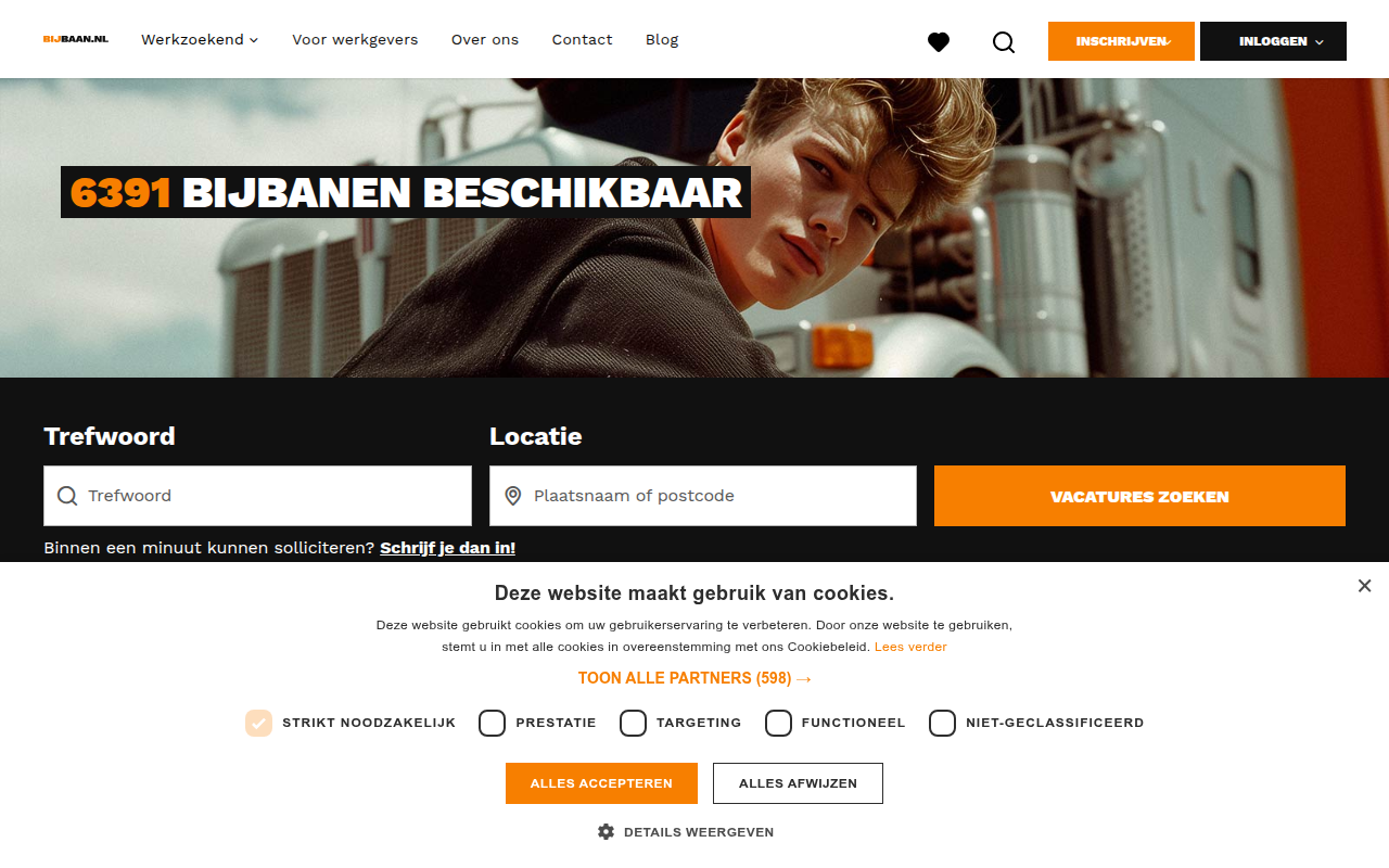 Screenshot van bijbaan.nl