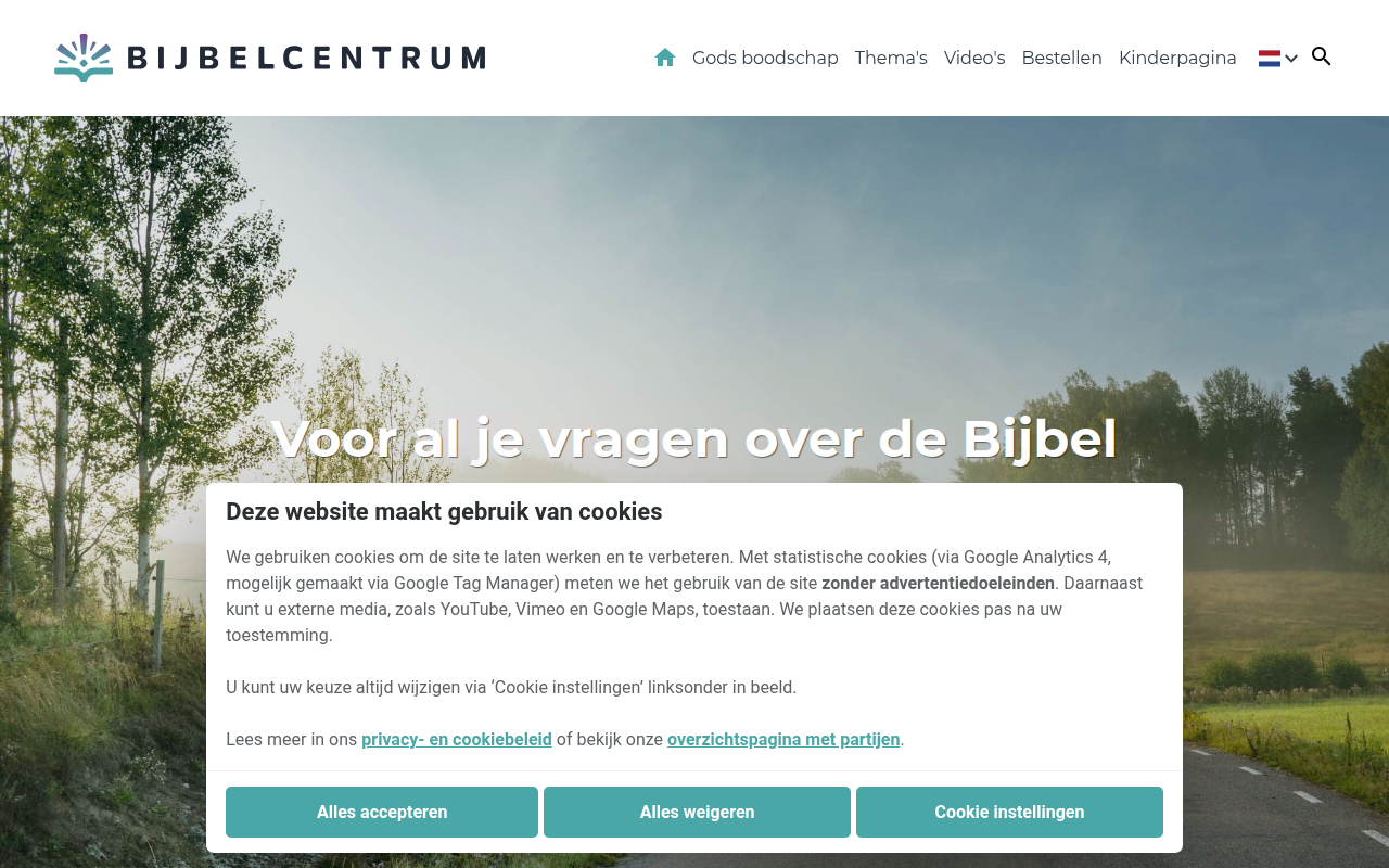 Screenshot van bijbelcentrum.nl
