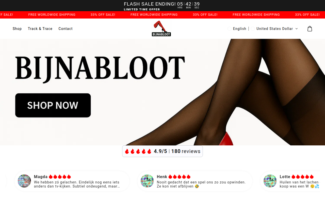 Screenshot van bijnabloot.shop