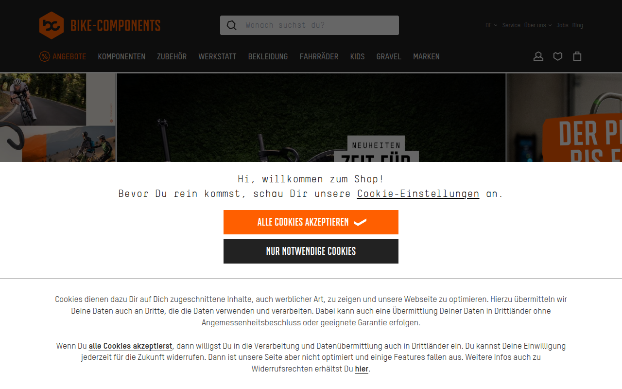 Screenshot van bike-components.de
