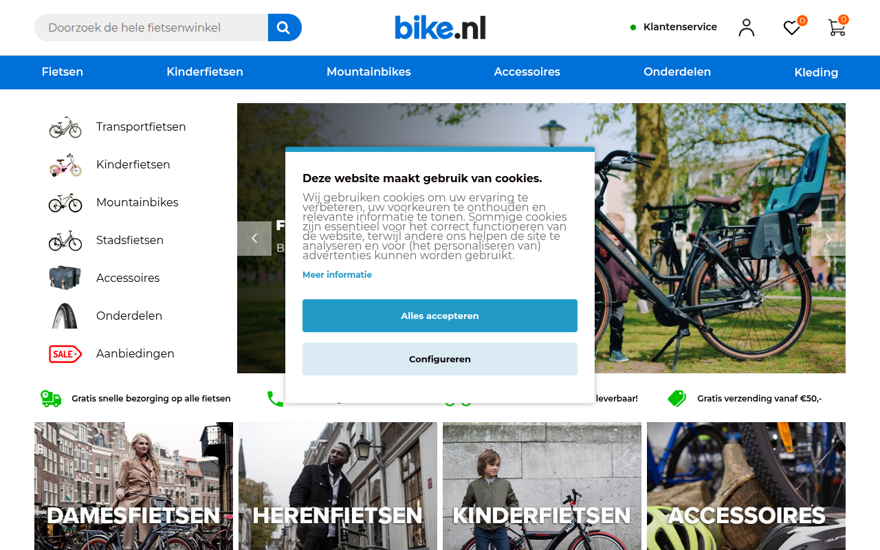 Screenshot van bike.nl