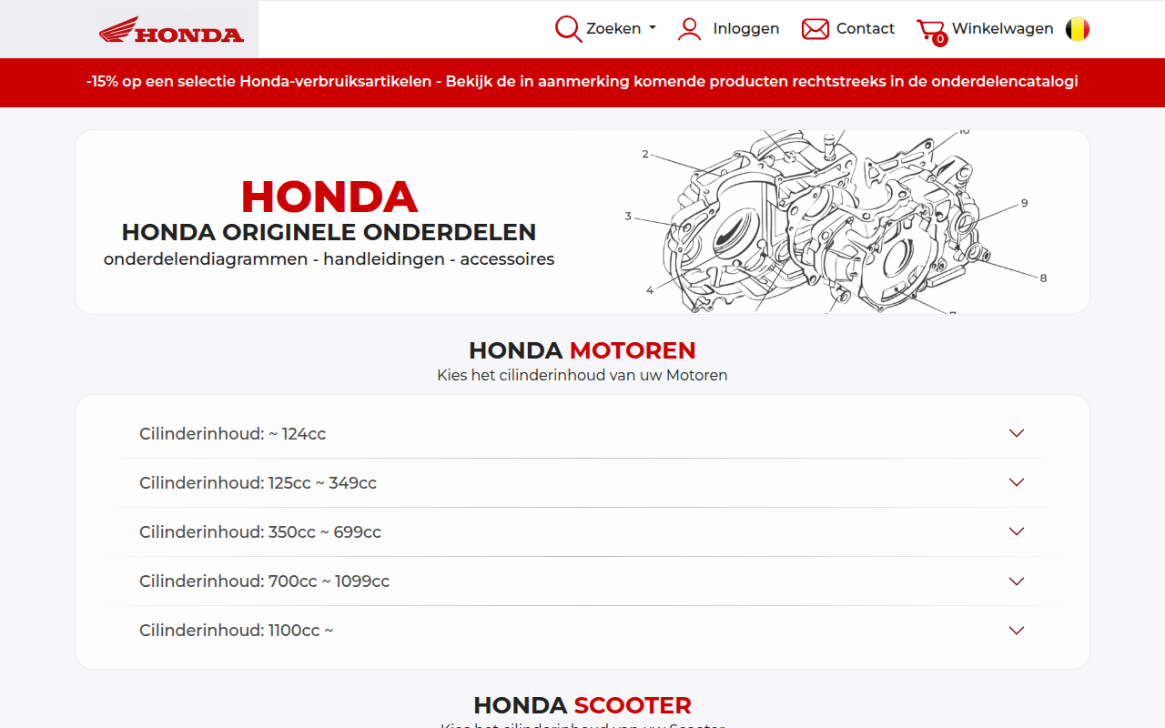 Screenshot van bike-parts-honda.be