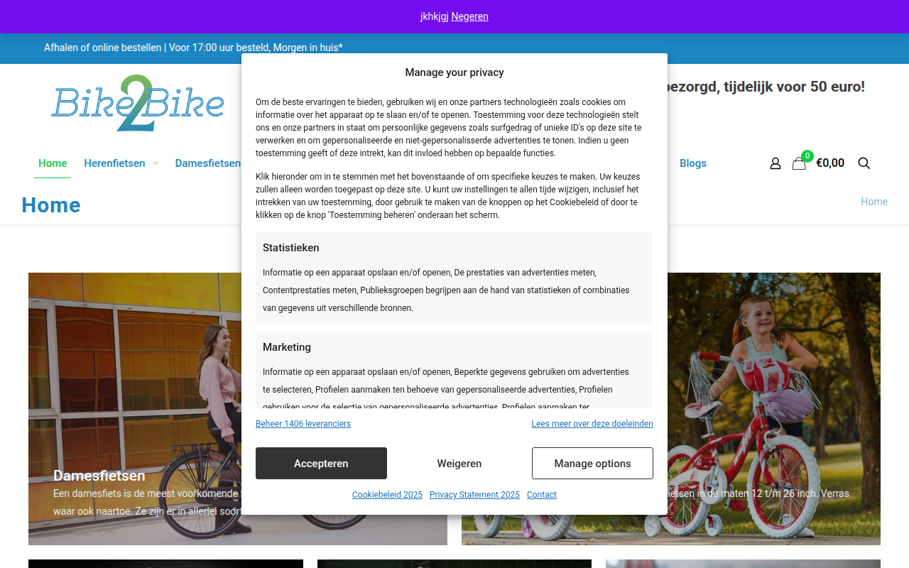 Screenshot van bike2bike.nl