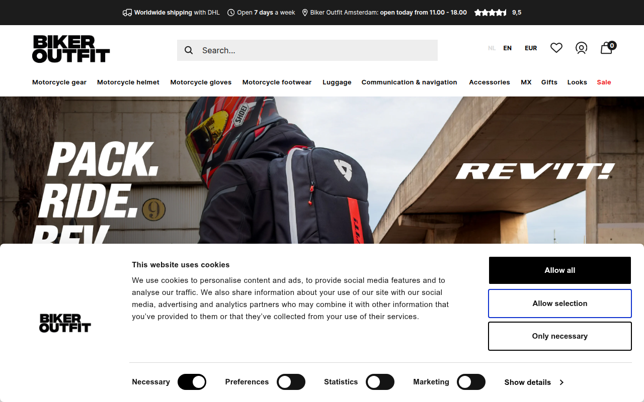 Screenshot van bikeroutfit.nl