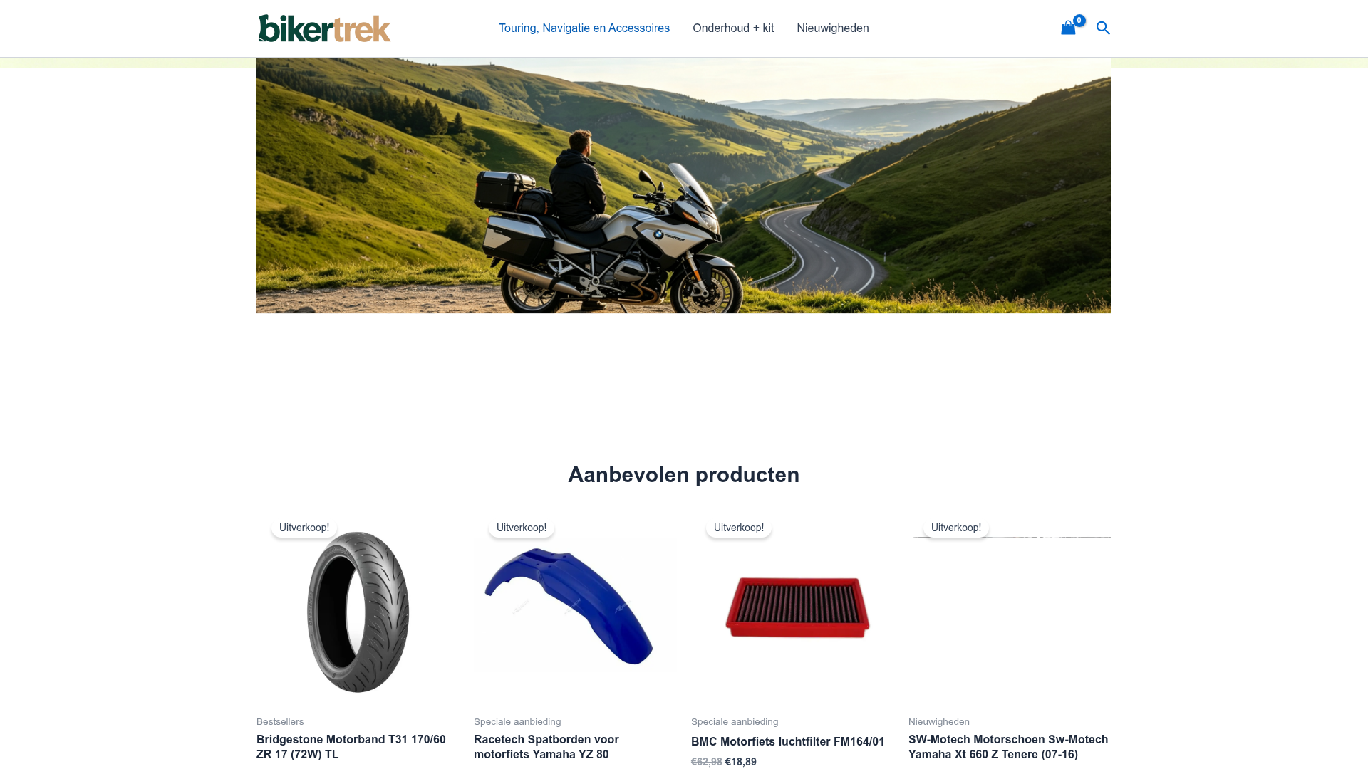 Screenshot van bikertrekshop.com