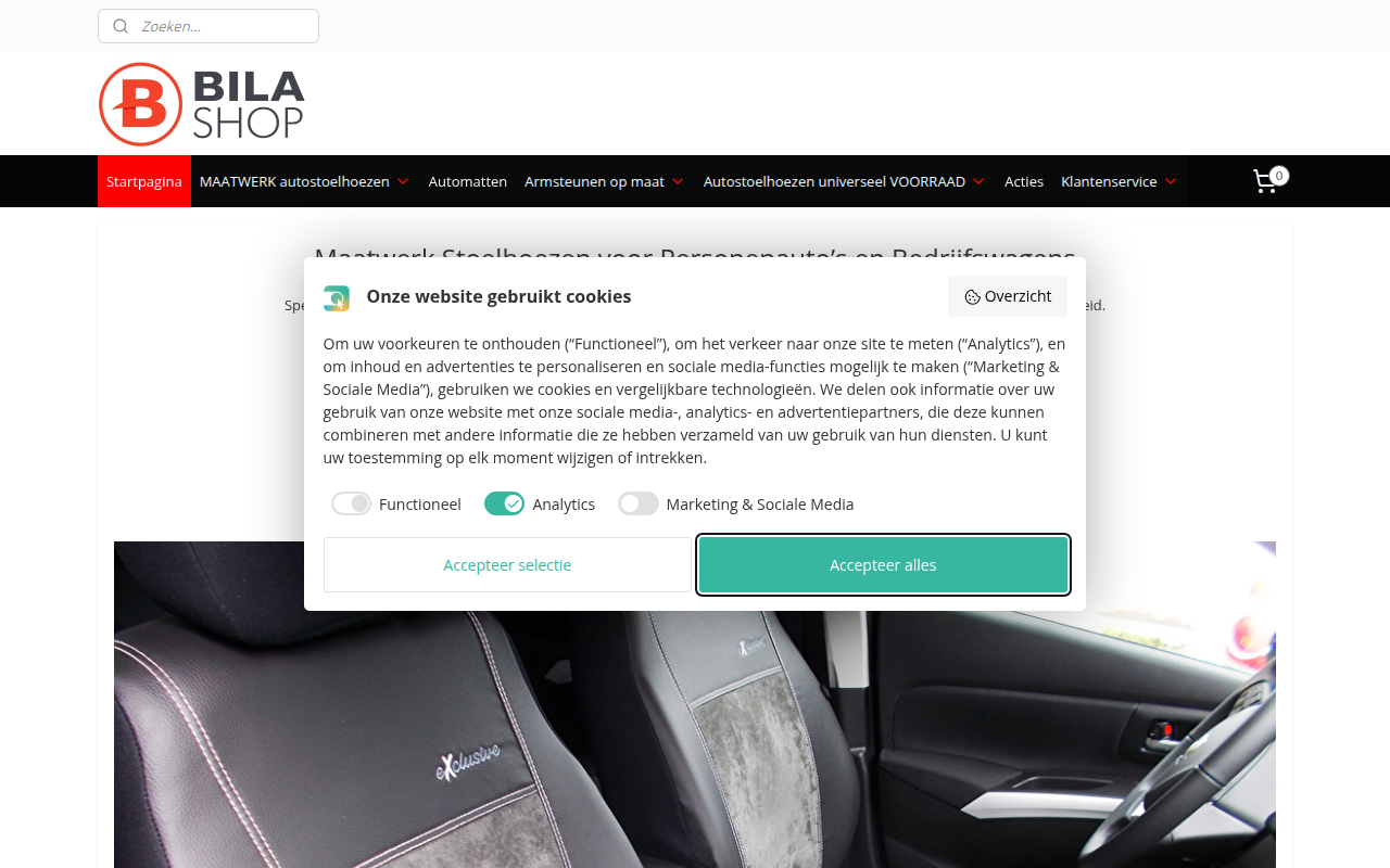 Screenshot van bila-shop.nl