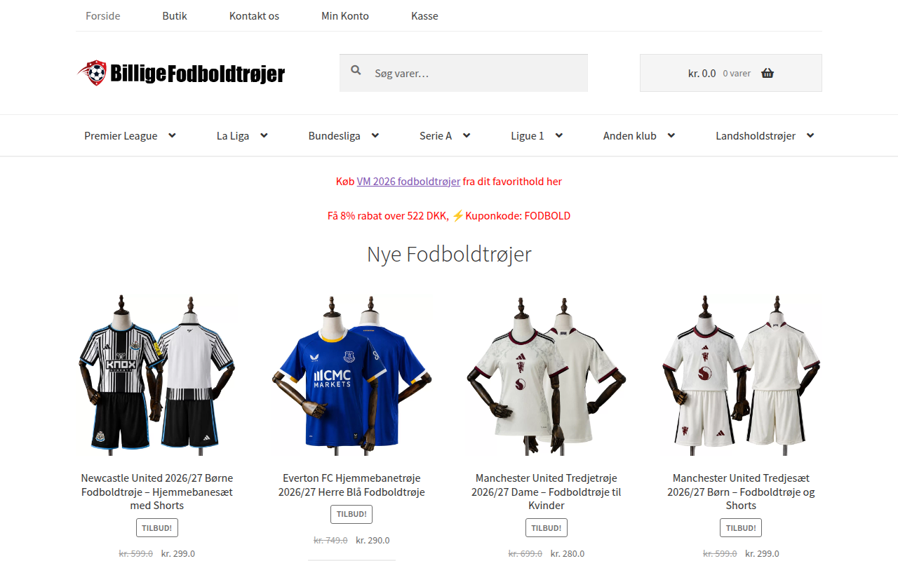 Screenshot van Købe Billige Fodboldtrøjer Online