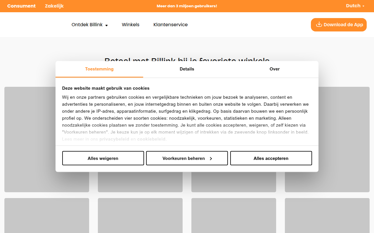 Screenshot van billink.nl