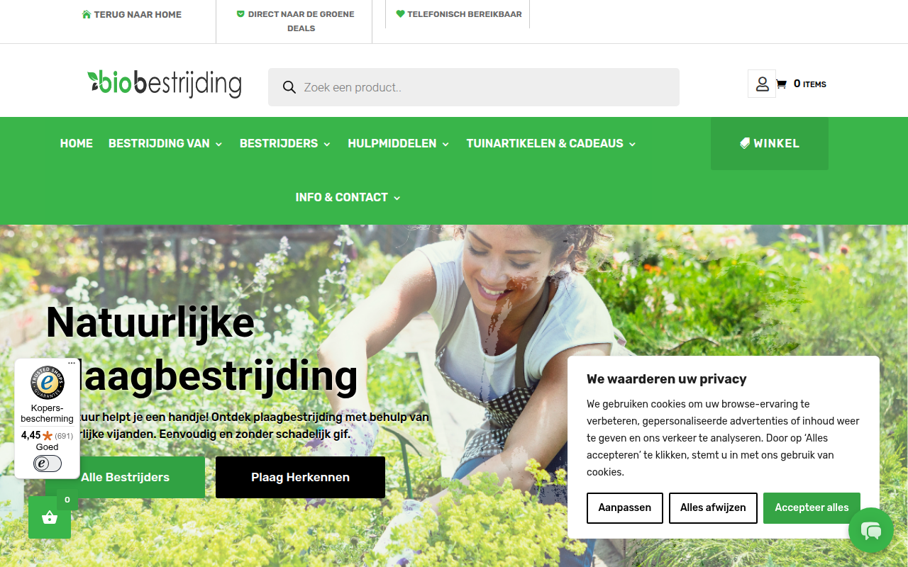 Screenshot van biobestrijding.nl