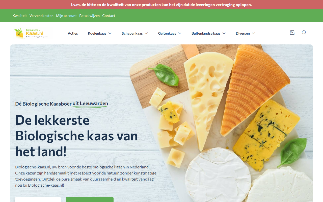 Screenshot van biologische-kaas.nl