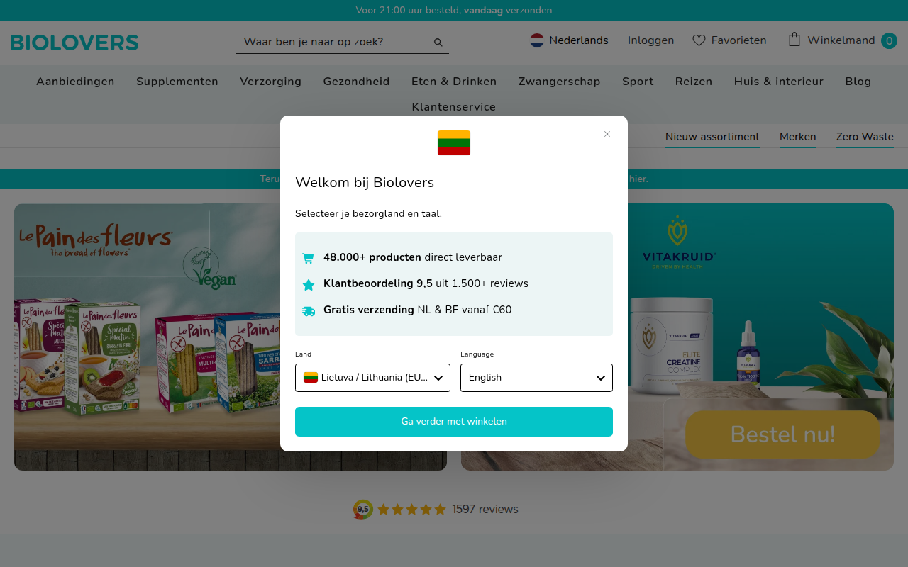 Screenshot van biolovers.nl