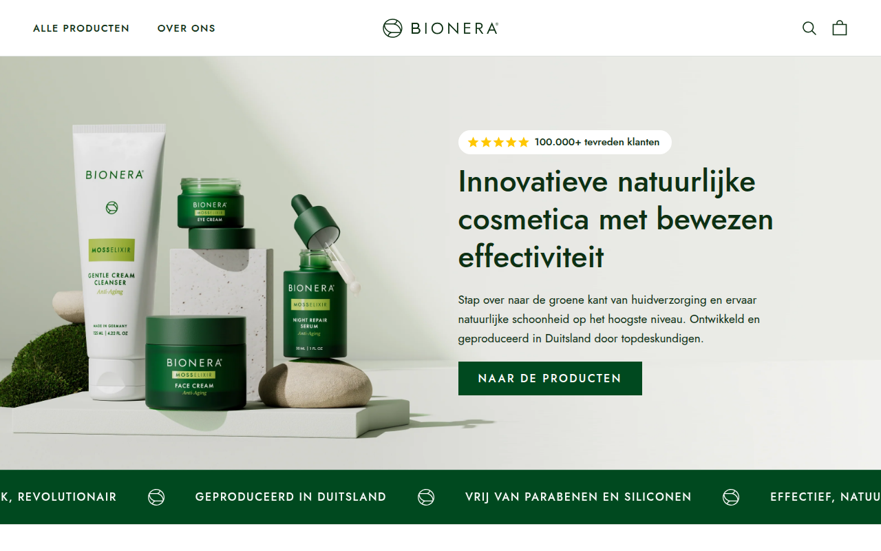 Screenshot van bionera.nl