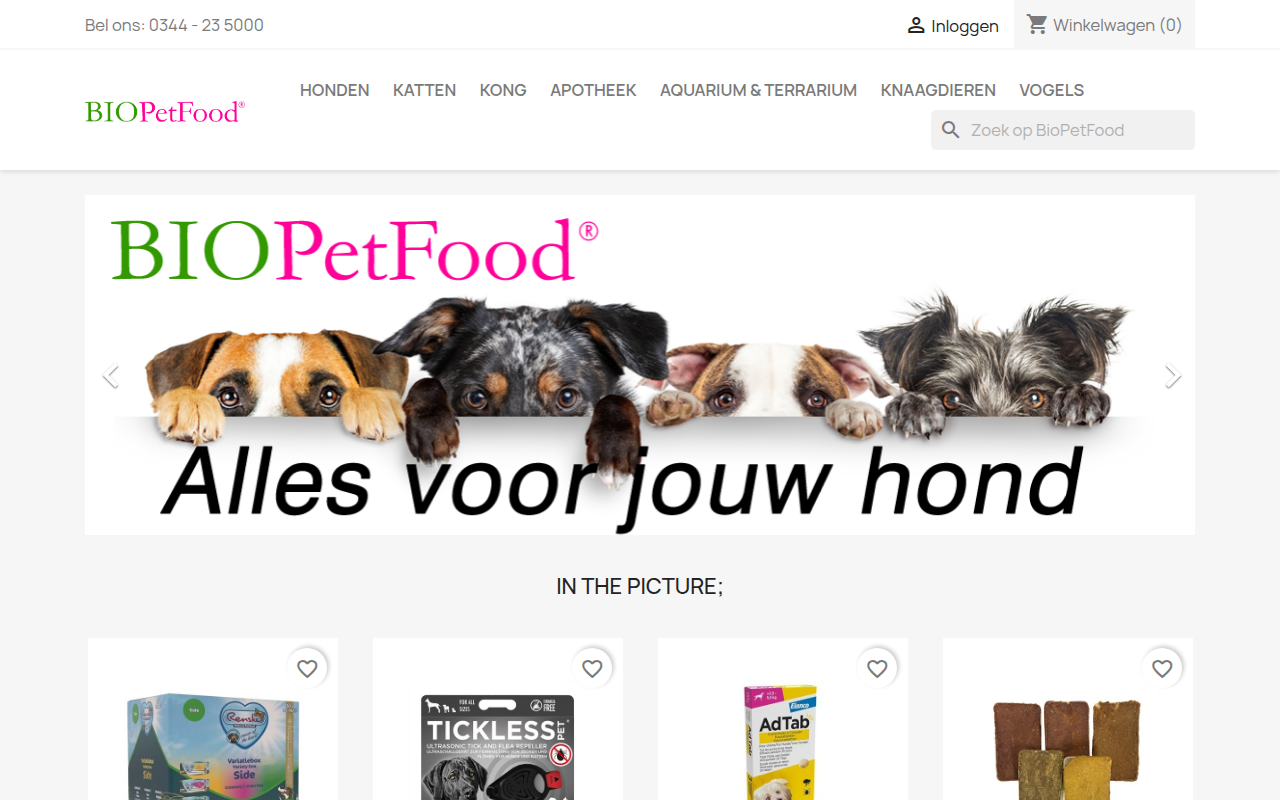 Screenshot van biopetfood.nl
