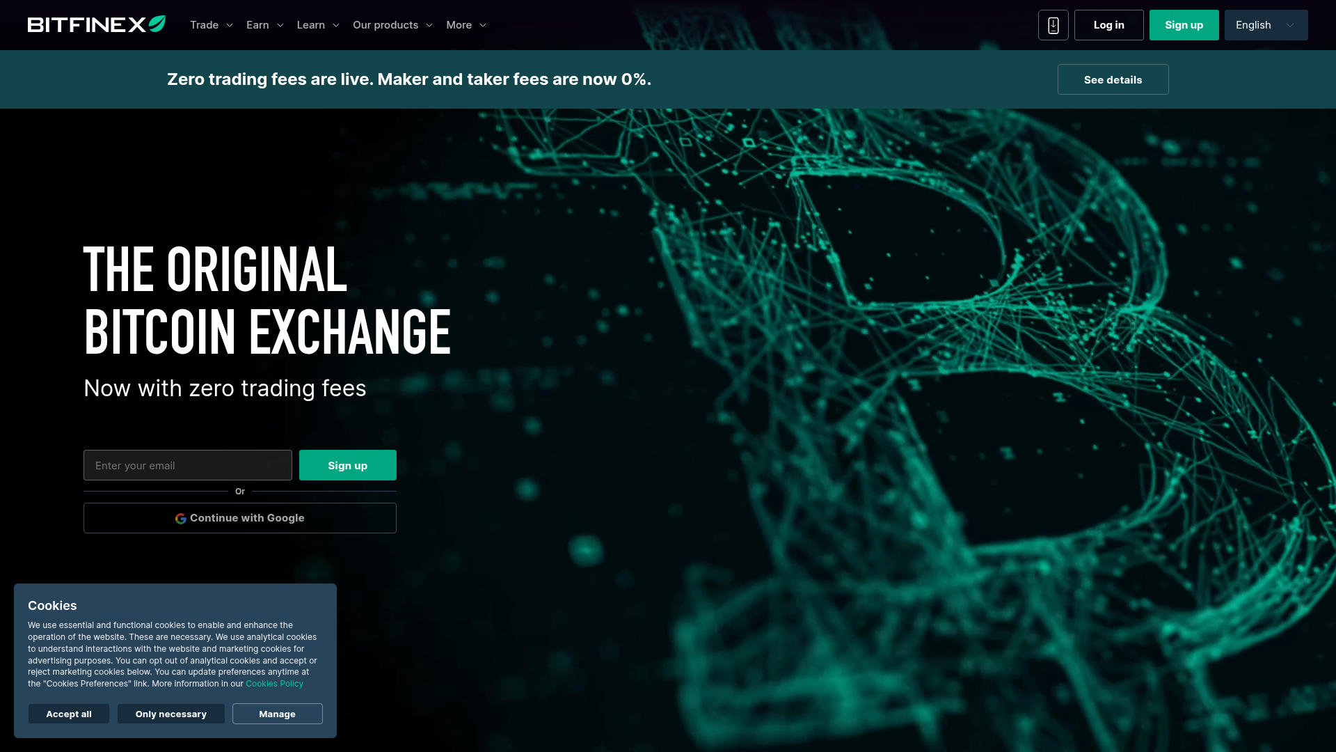 Screenshot van bitfinex.com