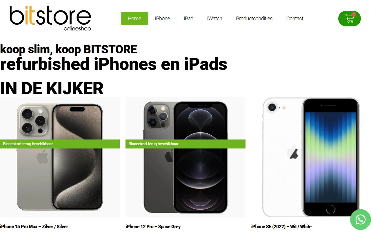 Screenshot van bitstore.be