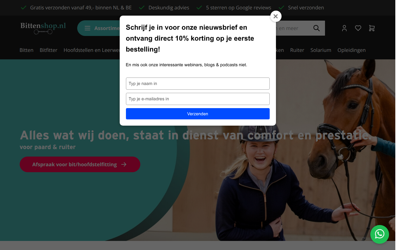 Screenshot van bittenshop.nl