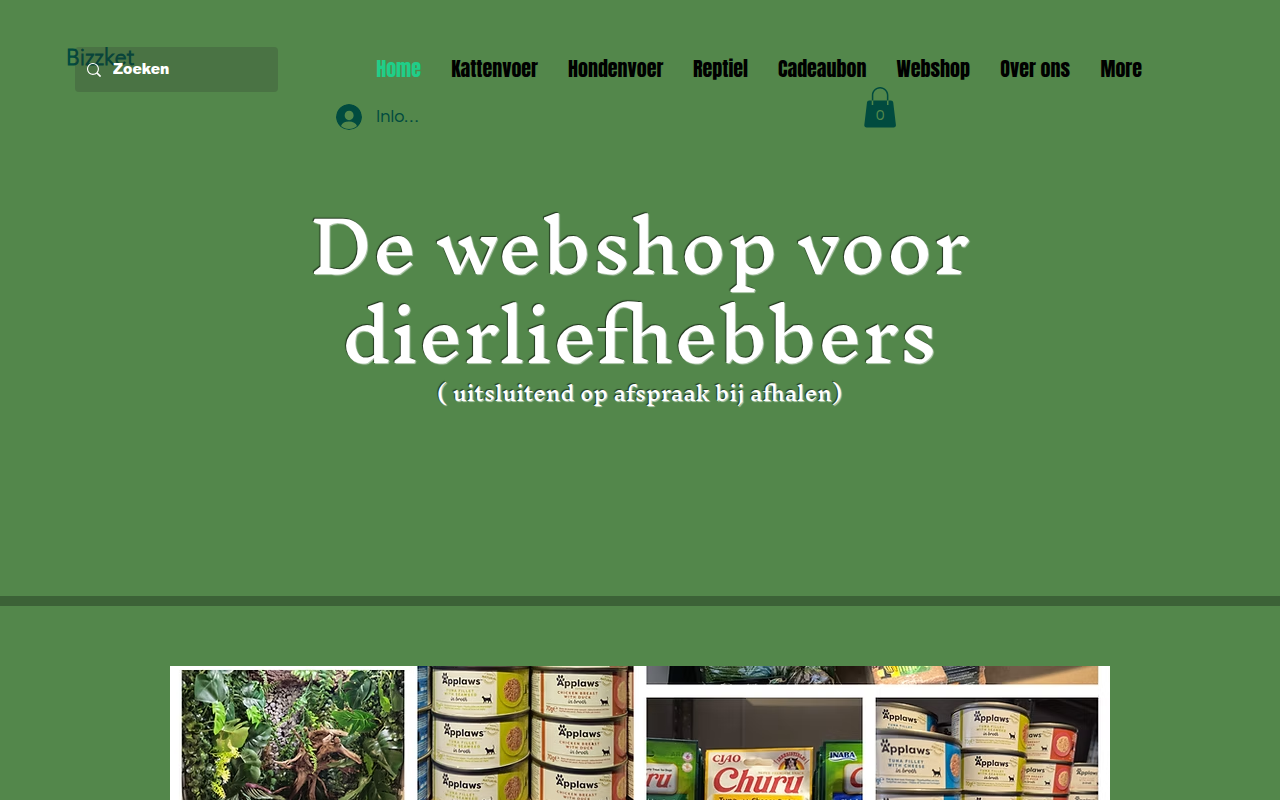 Screenshot van bizzket.nl
