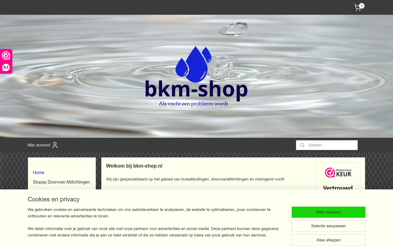 Screenshot van bkm-shop.nl