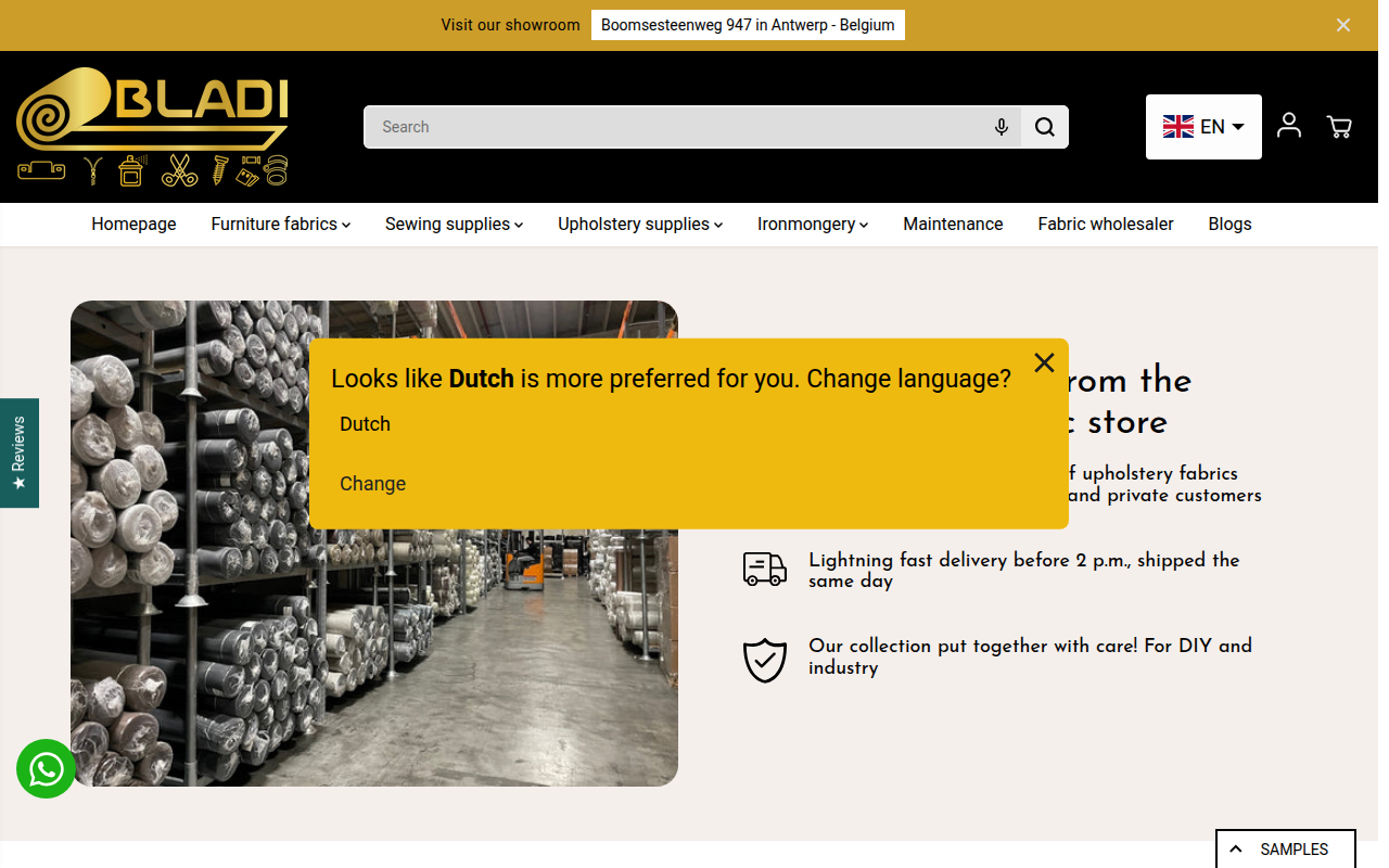 Screenshot van bladi.shop