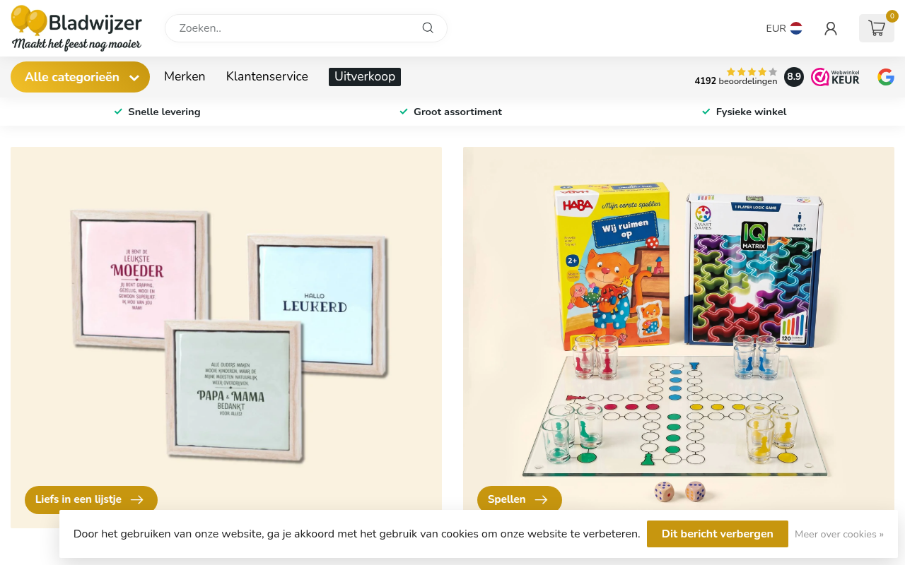 Screenshot van bladwijzer.nl
